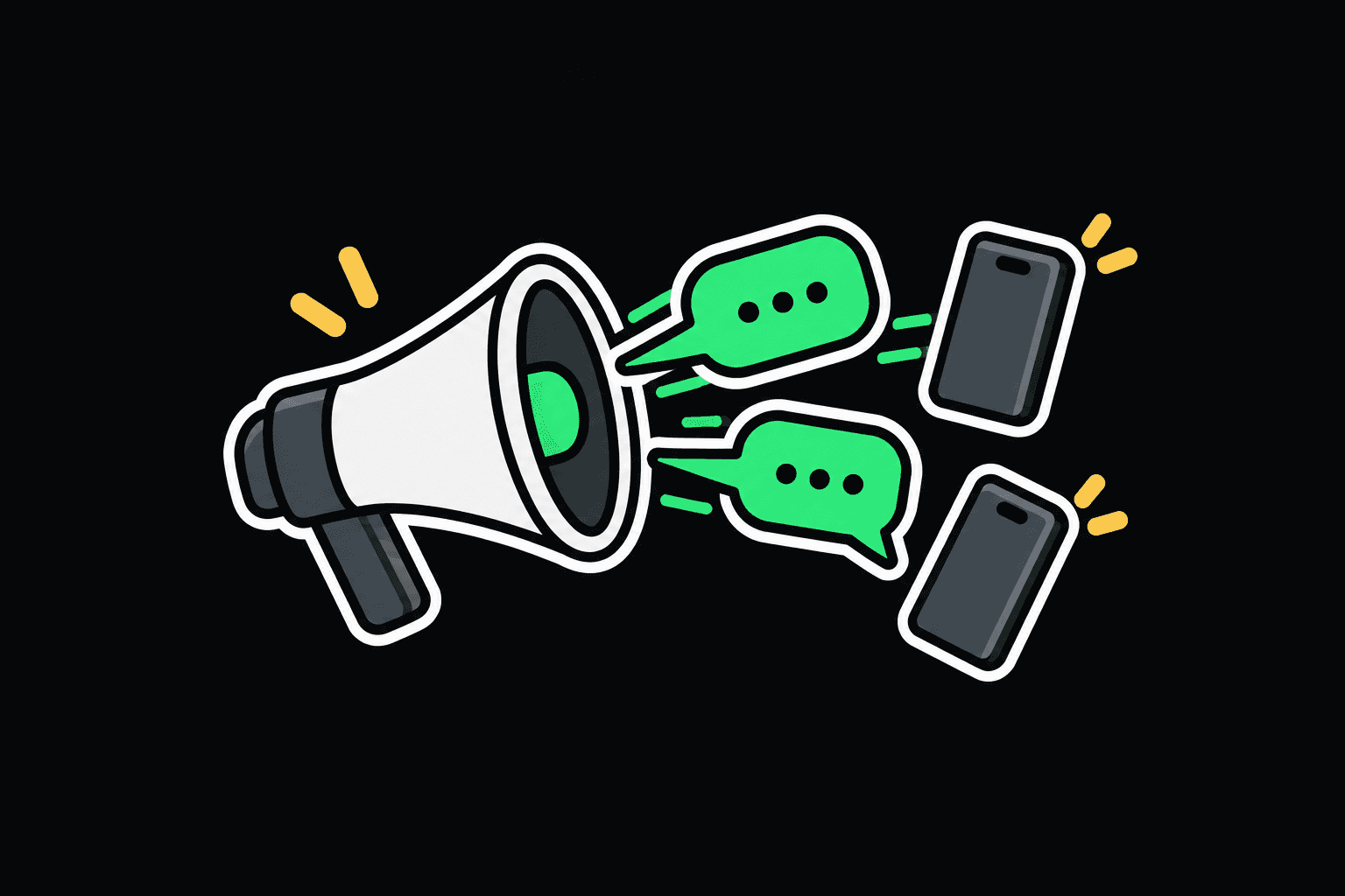 Illustration: one megaphone sending a post to two channels.